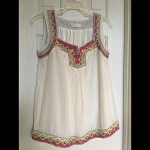 Silk and Cotton Top with Embroidered Trim.